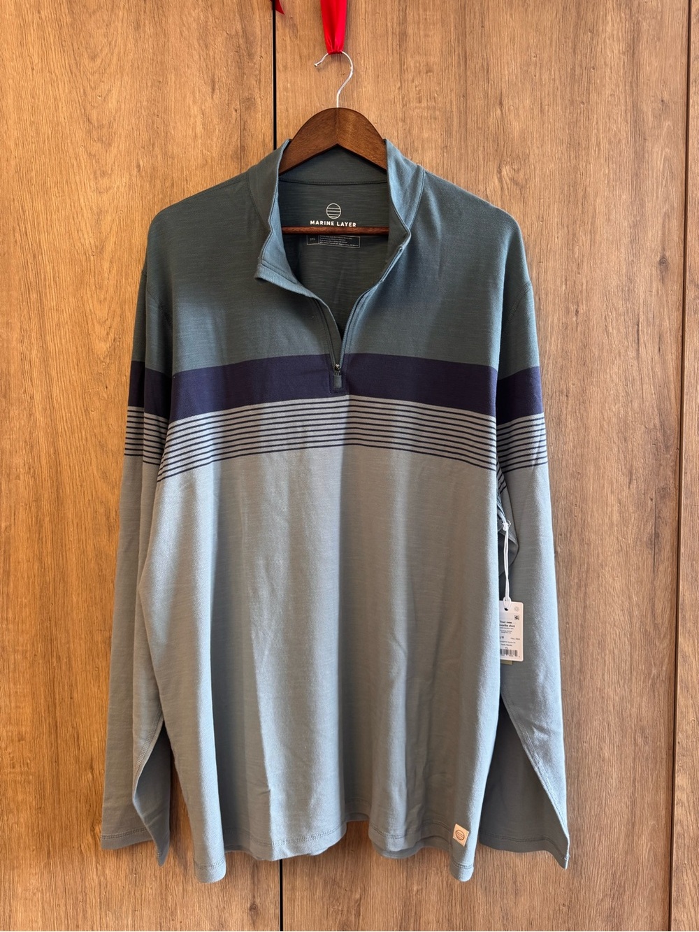 NWT Marine Layer Men’s Long Sleeve Casual Polished 1/4-Zip Pullover in Sage XXL
